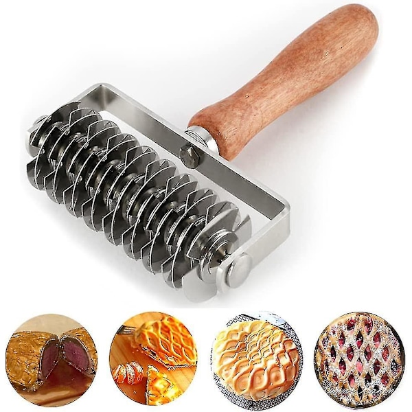 Ampseven Bakverk Gallervals - Rostfritt Stål Deg Galler För Paj Pizza Bröd Beef Wellington Bakverk Skorpa Vals Cutter