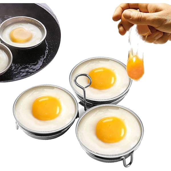 Rostfritt Stål Äggkokare, Perfekt Kokt Ägg Maker, Runda Äggkokare Ringar För Frukost Matlagning Verktyg 3 Kokta Ägg Koppar-AF