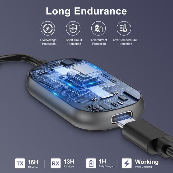 Bluetooth-sender/-mottaker - BT5.3 - Bluetooth 5.3 - Dobbel tilkobling - 3,5 mm jack