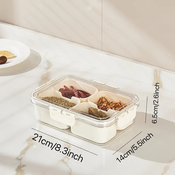 Bärbar Snacklåda Med Lock - 4 & 8 Fack, Hållbar Plastmatorganisatör för Picknick och Utomhusaktiviteter