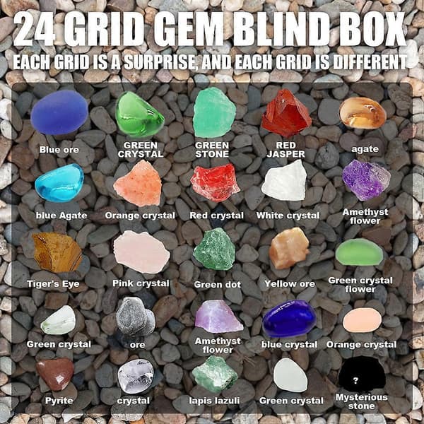 Julekalender Blind Box Krystal Legetøj 24 Dages Nedtælling Hjemme Sten Samling Ornamenter Gave Til Børn