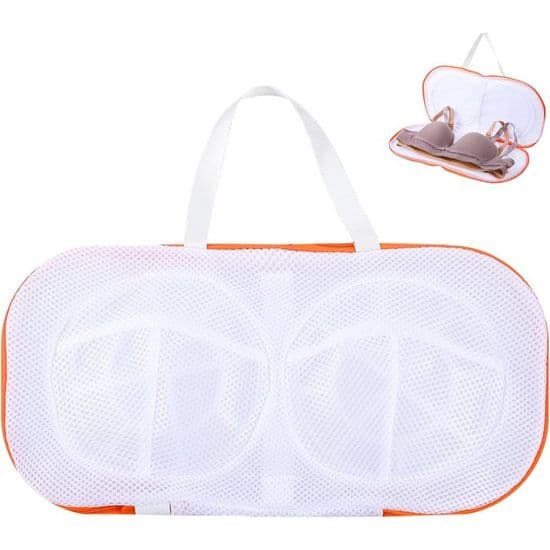 BH-necessär, stort set med underklädespåsar, underkläder, polyester, orange, dragkedja