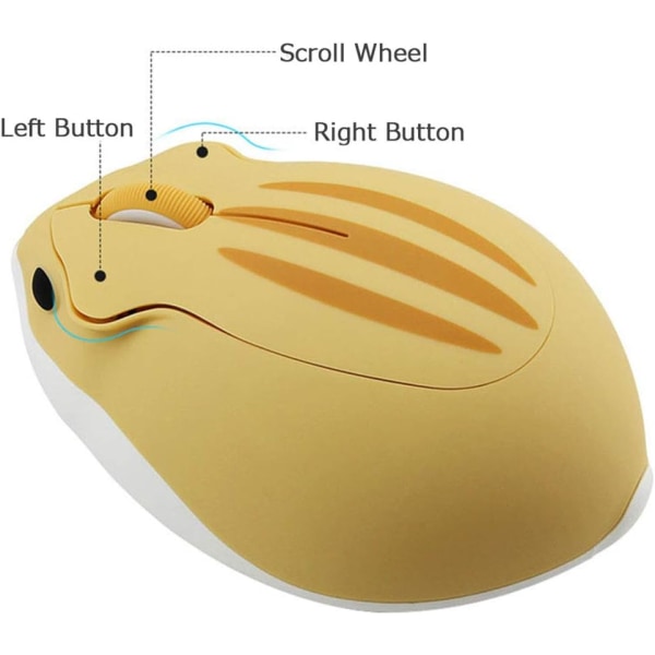 Kevyt 2,4 GHz langaton hiiri Söpö langaton hiiri kannettava minihiiri 3 painiketta kannettavalle tietokoneelle (keltainen)
