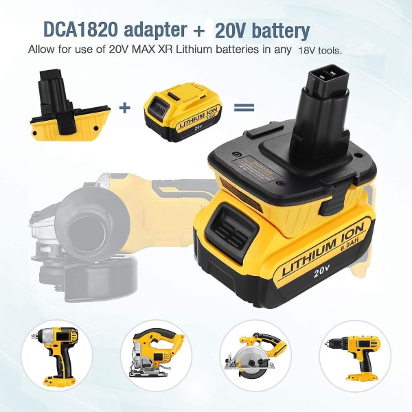 Dca820 20v batteriadapter for Dewalt 8v Tools Convert For Dewalt 20v litiumbatteri Dc9096 De9098 De9096