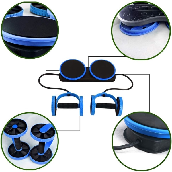 Multifunktionell Dual Ab Roller, Fitness Wheel för hemmagym, mag- och armträningsutrustning Viktminskningstränare