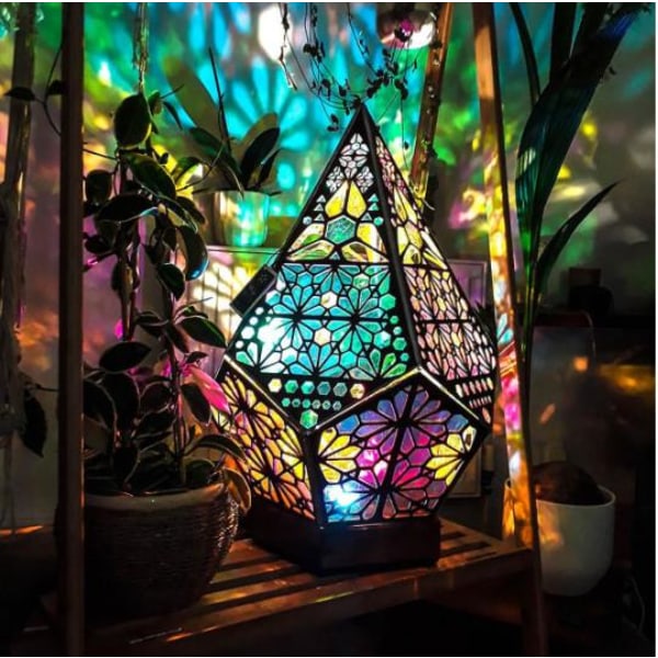Bohemian Mosaic Starry Sky Floor Projections Lamp Table Bed