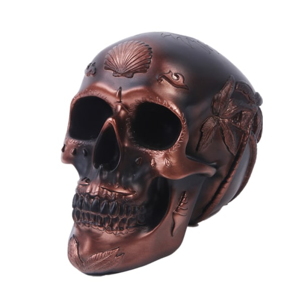Sæt med 2 Resin Coconut Island Skull statuer, - 18*7*13 cm