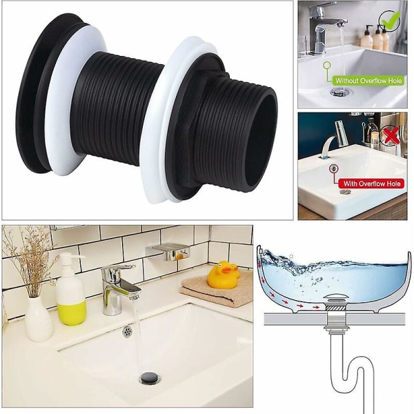 Pop Up-avtappningsplugg, Pop Up-plugg utan bräddavlopp, Universal Pop Up Sink-plugg, Sink-plugg, Sink-avtappningsplugg, svart dräneringsplugg för vask och Cisea Sink