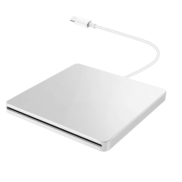 Extern USB CD/DVD-enhet Typ C Portabel Drive-Free CD-Filmer, Silver