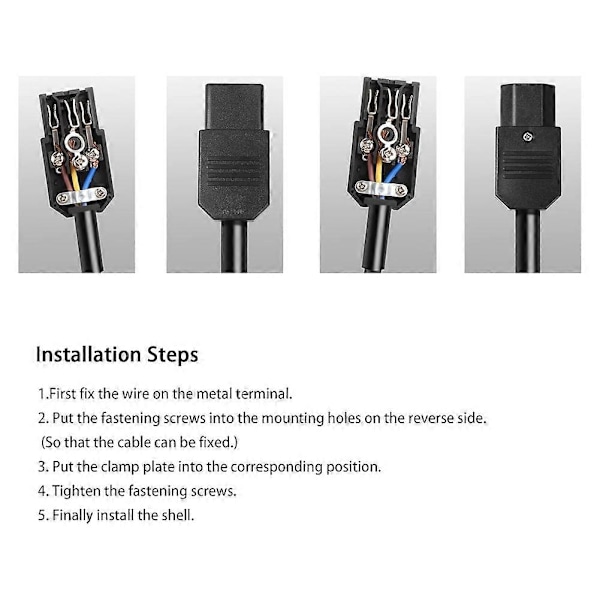 5 ST IEC C13 Strömkontakt C13 Hona Strömadapter Kontakt 3-Pin Strömuttag 250V 10A