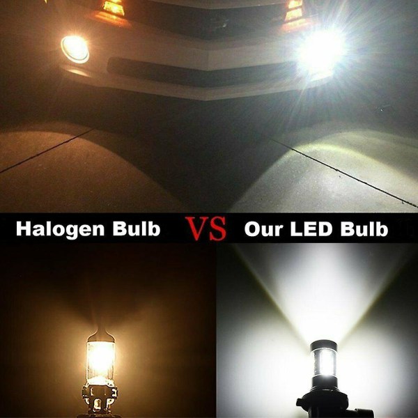 2x 6000k Super White H10 9045 9145 9140 100w 1200lm Led Tåkelys Pære Projektor Kjøring Drl