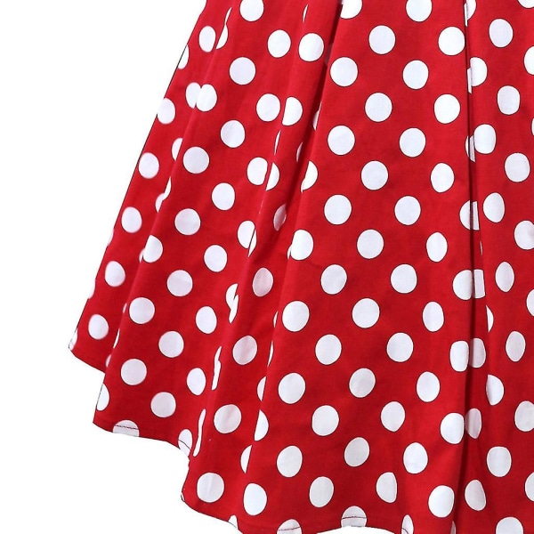 Rød nederdel Kvinder Vintage plisseret polka Dot nederdel A-line trykte midt nederdele