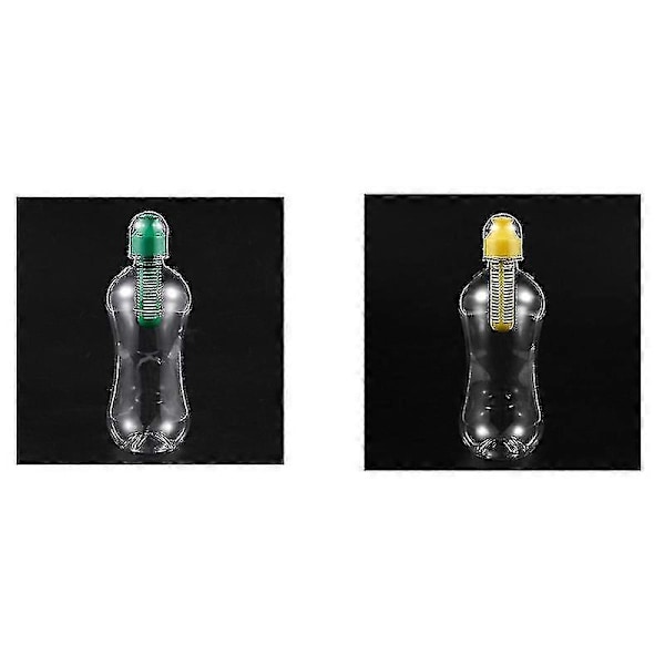 2024 2 stk 550ml Utendørs Vann Boble Hydreringsfilter Flaske Filtrert Drikkevann, Grønn & Gul