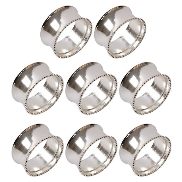 8 stycken servettringar i zinklegering, utsökta servetspännen (silver)