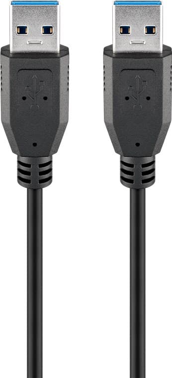 USB-A-kabel, 0,5 m, svart