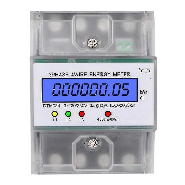 3 Phase 4 Wire Energy Meter 220/380v 5-80a Energy Consumption Kwh Meter Din Rail Installation Digital Power Meter