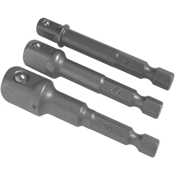 Firkantdriver Hex Power Borebit 1/4 3/8 1/2-tommer 3 stk. Power Bore til Stikadapter Ekstra Lang Adapter
