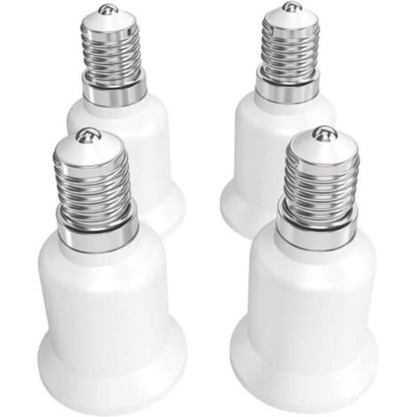 Sæt med 4 fatningskonvertere — E14 til E27 adaptere — Til konvertering af LED- og halogenpærefatninger