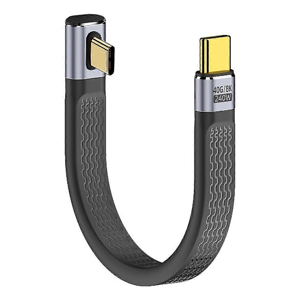 UC-002-0.13L 13cm Lågprofil Vinklad 240W Type-C Hane till Hane USB4 40Gbps 100W 8K Platt FPC Datakabel