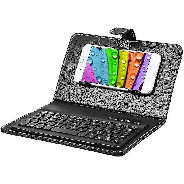 Trådlöst Bluetooth-tangentbord för telefon, Mini Portabelt Bluetooth-tangentbord med ett skyddande fodral Vikbart tangentbord för bredd 6-9,5cm Bluetooth Cell P