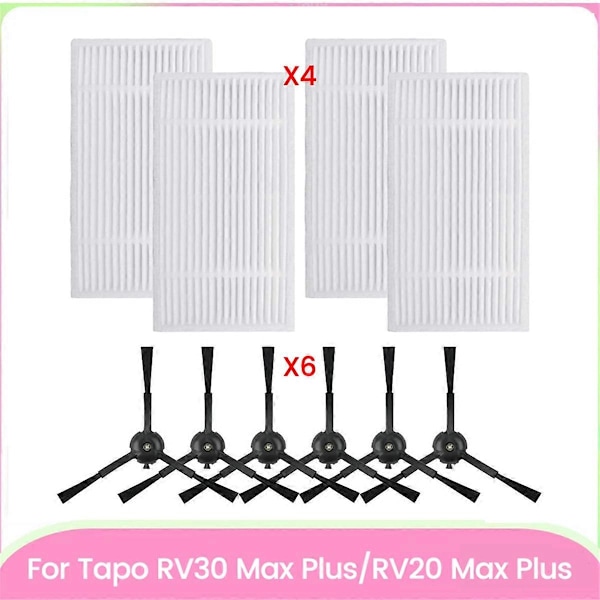 10 stk. for Tapo RV30 Max / RV30 Max Plus / RV20 Max / RV20 Max Plus Støvsuger Deler Hepa Filtre Si