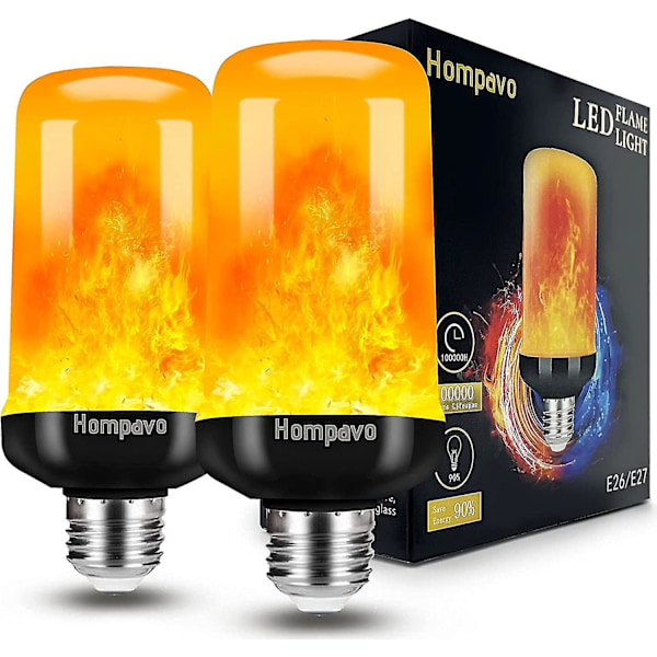[uppgraderad] LED-lampa med flammeffekt, 4 lägen med flimmer, E26/e27 sockel, jul (2-pack)