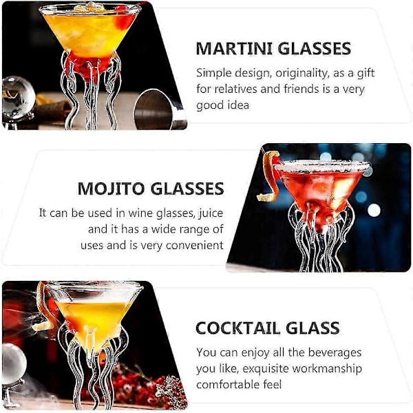 2 st Bläckfisk Cocktailglas Martini Manet Glas Vinglas Dryckesvaror Bar Bägare Verktyg
