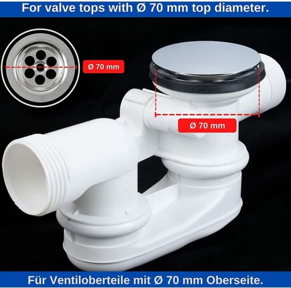 70mm Messing Badekar Prop til Badekar Afløb 1stk