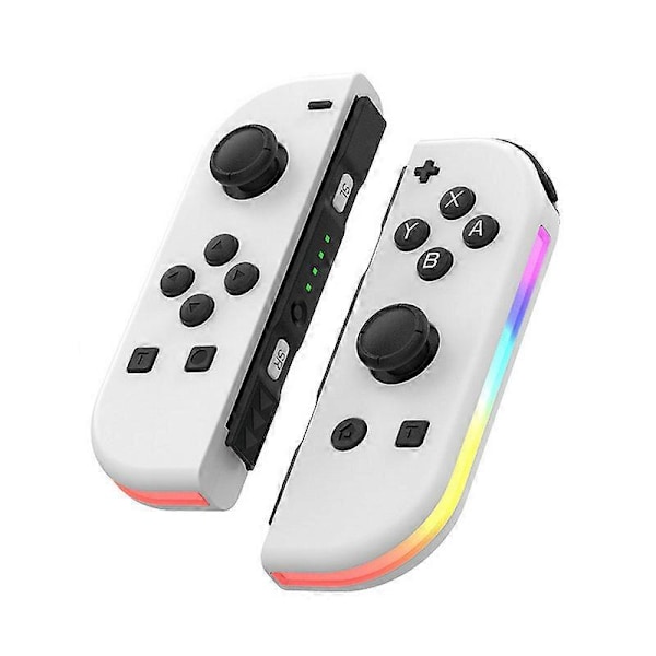 BT 5.2 RGB LED-switch L/R JoyCon-spelkontroll för Nintendo Switch/Lite/Oled JoyCon-spelkontroller med dubbel vibration (vit)