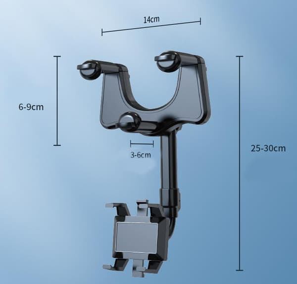 Bilens indtrækkelige telefonholder spejlmontering AR-navigation - 360°, sort, 1 stk.