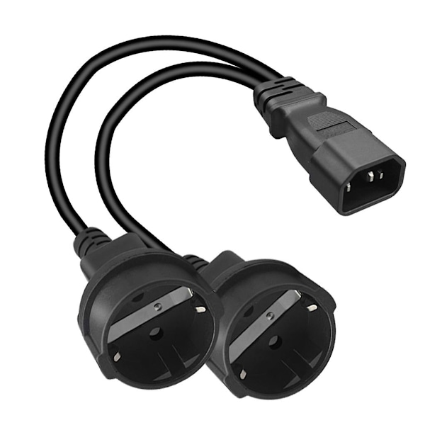 3-Prong C14 til Dobbel EU4.8mm Kontakt Adapterledning Hannplugg til Hunnkontakt Konverter Ledning Y-splitter Strømledning