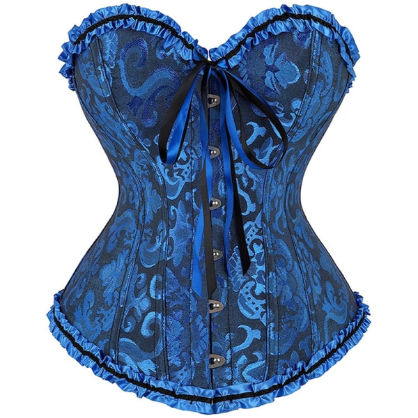 Vartaloa muotoilevat asut seksikkäät alusvaatteet naisten laskostettu korsetti pitsillä koristeltu korsetit ja rinnat koko xs-6xl 810# Dark blue L