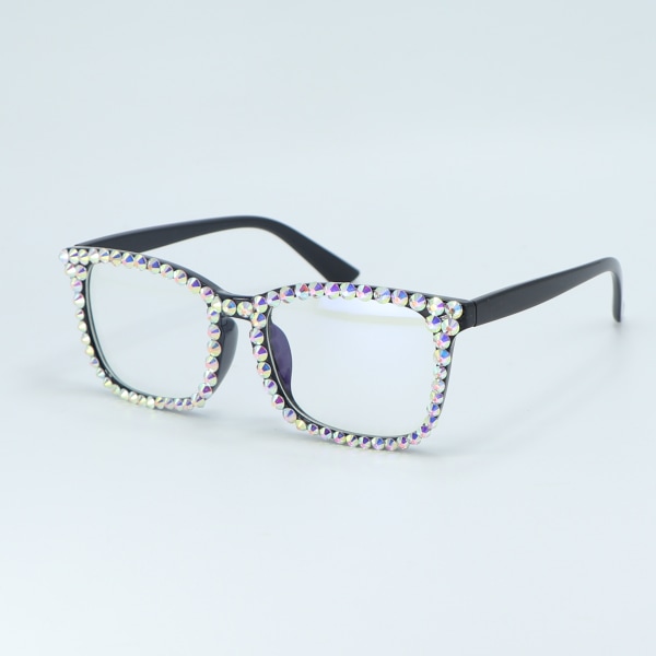 Retro anti-blå lys briller med diamanter sort 1 stk
