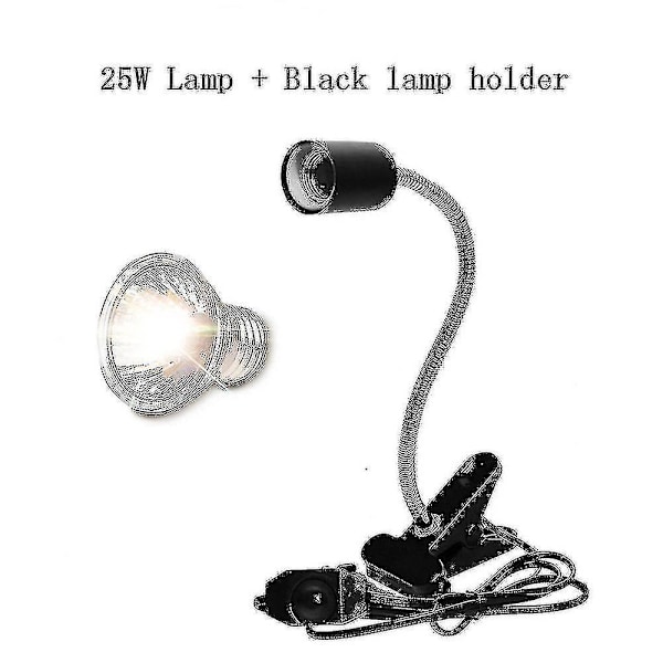 Reptil UVa UVB-lampa med klämma för lamphållare, set med UV-uppvärmningslampa för sköldpaddor, solning, ödlor, belysning
