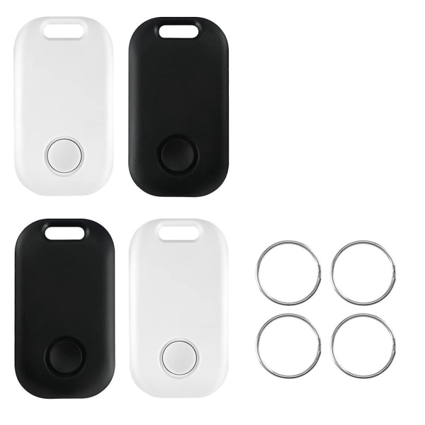 4 STK Sort Hvid Keys Locator, Bluetooth Tracker til Keys Pet Punge og Skoletaske, Key Finder Smart Trackers