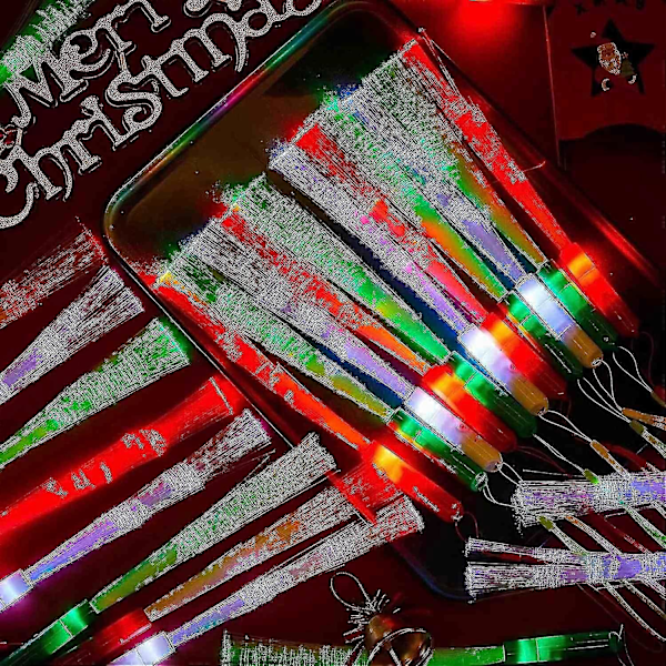 12 stk Glødestikker LED Lyspinner Fiberoptiske Glødestikker, 3 Moduser Fargeblinkende, For Jul, Fest, Konsert Rave