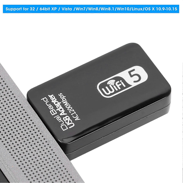 Dual Band USB Adapter WIFI5 AC1200Mbps 2.4GHz 5.8GHz Trådløst Netværkskort USB3.0 Interface