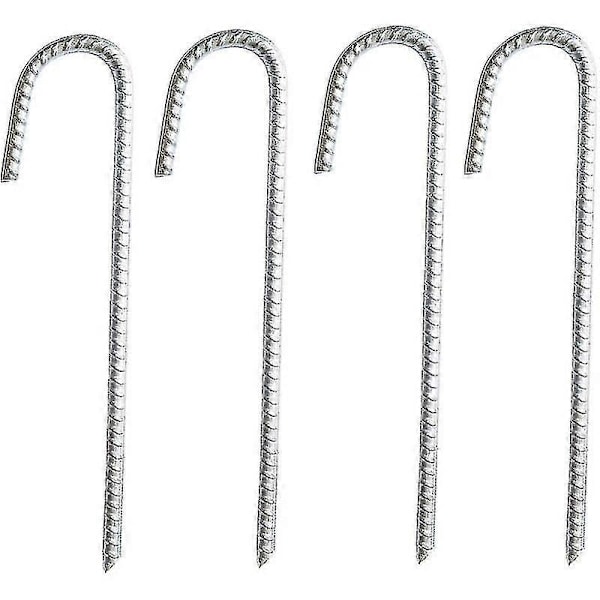 Kraftiga Galvaniserade Stålstänger J-formade Markankare - För Partytält, Lusthus, Hoppborgar, Tält, Trampoliner, Studsmattor, Camping, Fotbollsmål - 4-pack