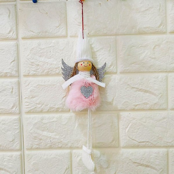 Handgjorda alla hjärtans änglar plyschdocka leksak hängande dekoration prydnadshänge för hem (rosa)