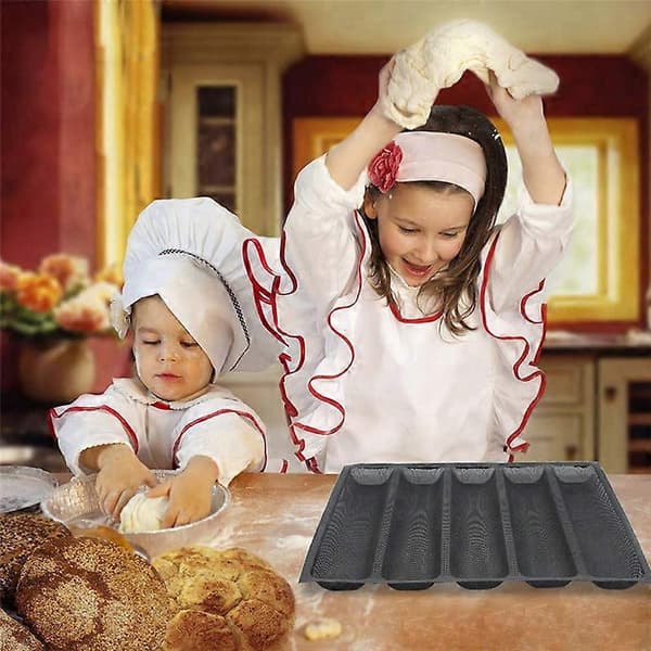 2 stk. silikone perforerede bageforme sandwichform fransk baguette brødform madmåtte 5 brød non-st