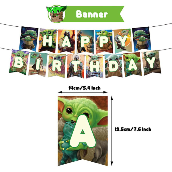 Star Wars Yoda Baby Festtillbehör Dekoration Grattis på födelsedagen Banner Cake Toppers Ballonger Kit