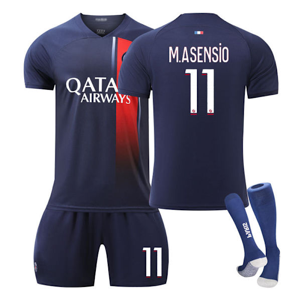 2324 Pariisin kotipaita lasten oppilaille aikuisille harjoitusurheilupuku miehille ja naisille Messi jalkapalloasu NO.11 XS