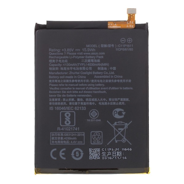 För Asus Zenfone 3 Max ZC520TL 3.85V 4030mAh Li-ion Polymer Batteri (Kod: C11P1611) (utan logotyp