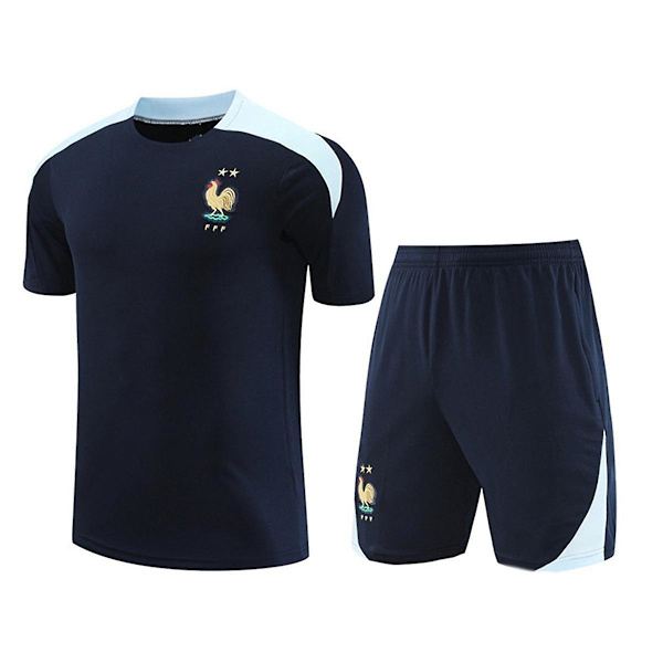2024 Europa Sportswear Fodbold Frankrig Trøje Kortærmet Shorts Trøje Euro 2024 Fodbold Voksen XL