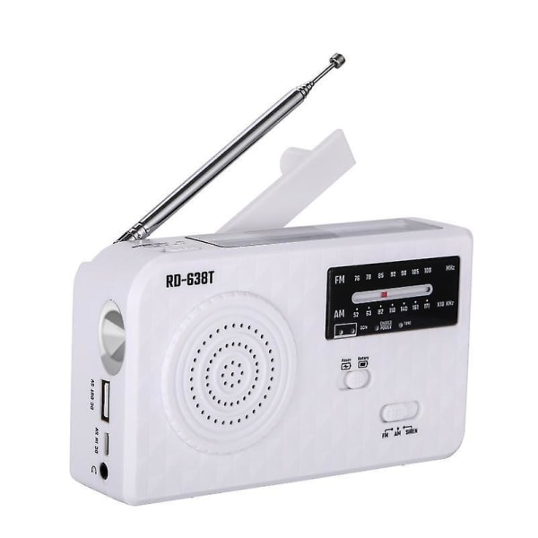Solar Emergency Radio, Portabel Handvev Emergency Am/fm Radio Med LED Ficklampa
