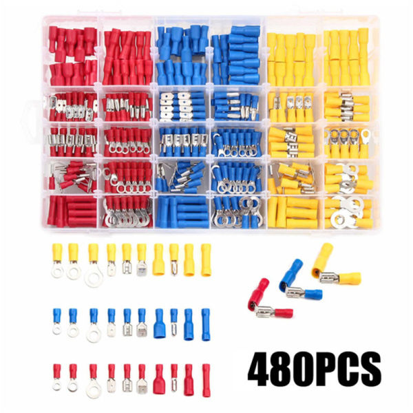 Kallkrympterminaler Isolerade Terminalblock Kombination Set - 480 Stycken