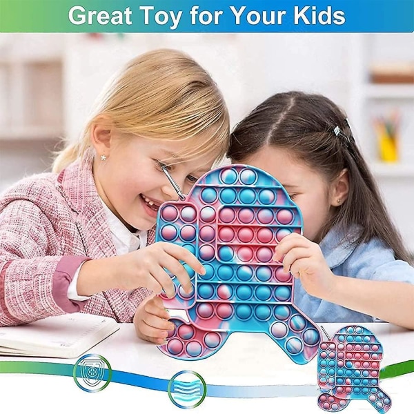 Isokokoinen Push Pop Fidget -lelu, 7,8 tuuman kuplat Suosittu stressiä lievittävä aistilelu, iso pop-lelu pulmapeli lapsille, perheelle, ystävälle (pinkki+sininen)