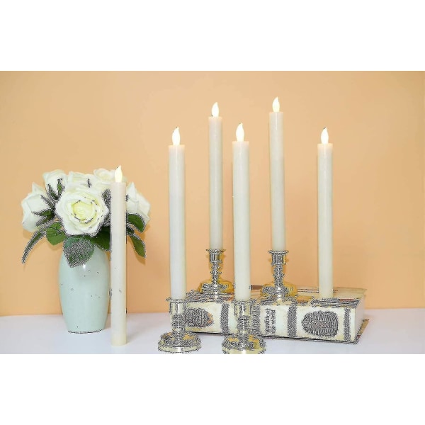 Dww-6 Pack Battery Operated Led Candles With Remote And Timer, Real Wax Flickering Warm White Light