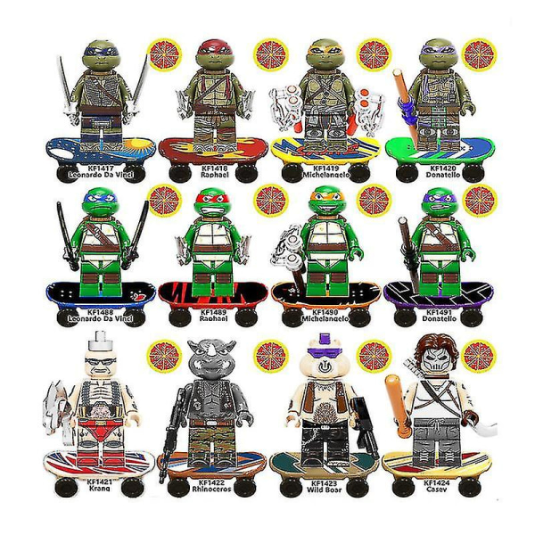 12 stk byggeklodslegetøj Teenage Mutant Ninja Turtles Series Karakter Raphael Leonardo Michaelangelo Donatello Minifigur Samlet Mini Building Bl