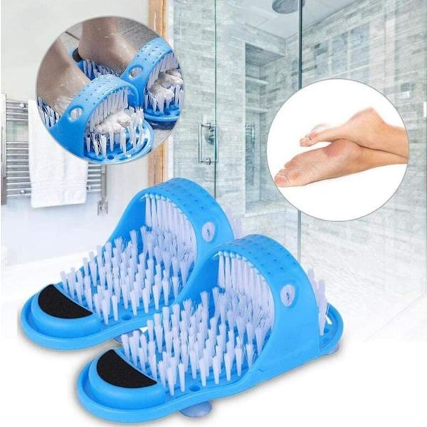 Fotskrubb Lazy Foot Scrub, Exfolierande fotrengöringsborste Toffla - Blå, 1 st